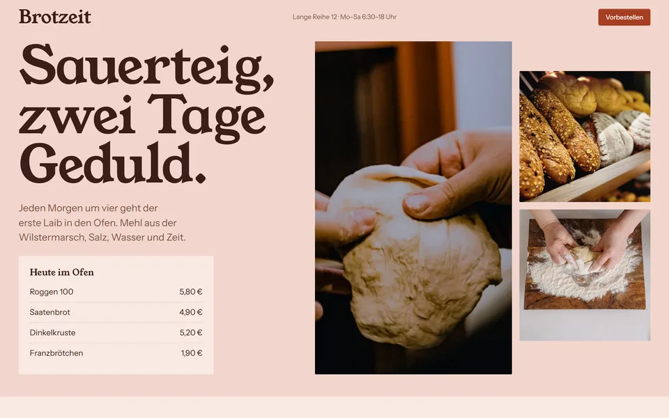 Website einer Bäckerei