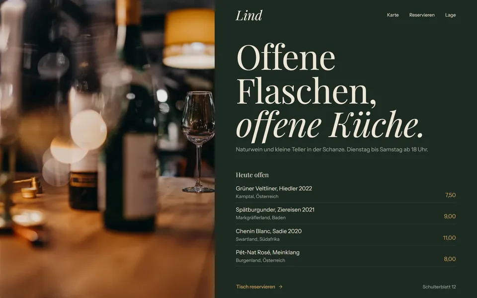 Website einer Weinbar