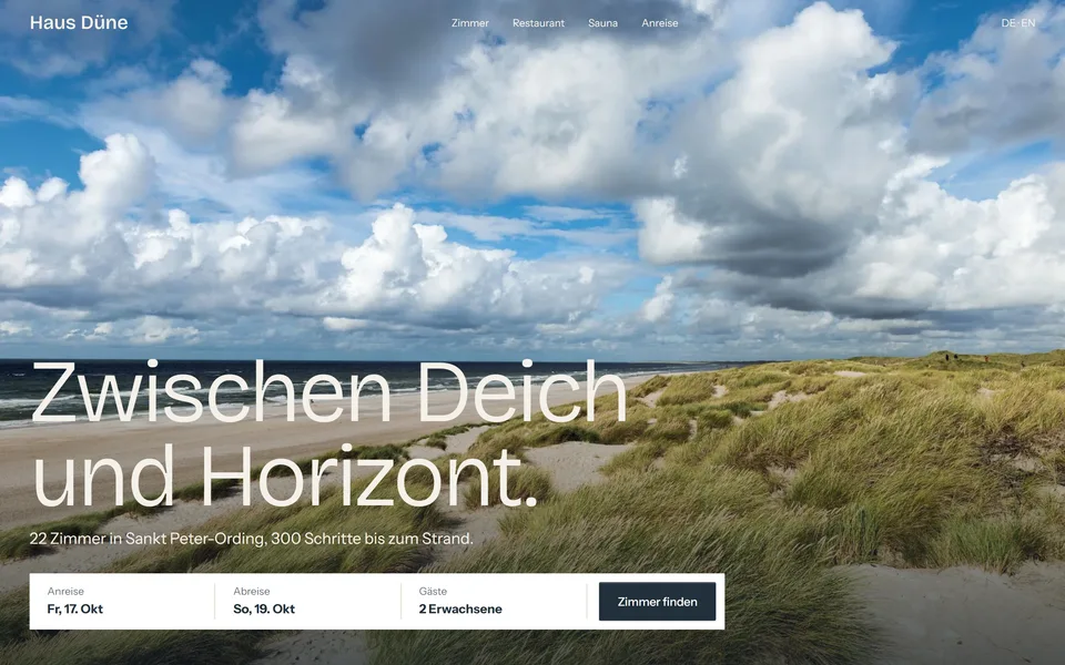 Website eines Hotels an der Nordsee